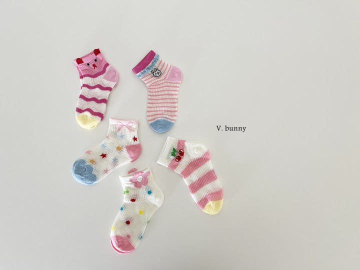 V Bunny - Korean Children Fashion - #kidsstore - Ribbon Star Socks Set - 2
