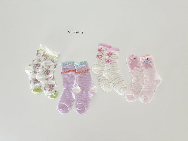 V Bunny - Korean Children Fashion - #littlefashionista - Two Ribbon Socks Set - 10