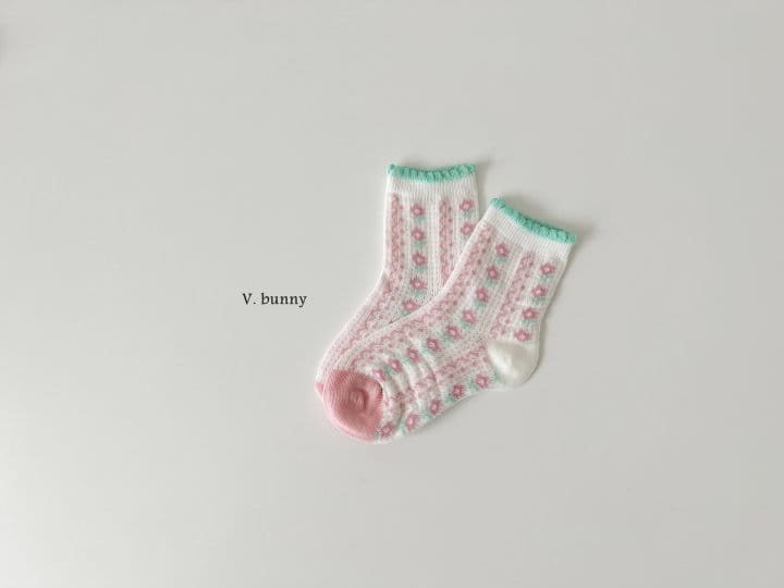 V Bunny - Korean Children Fashion - #littlefashionista - Flower Bubble Socks Set - 6