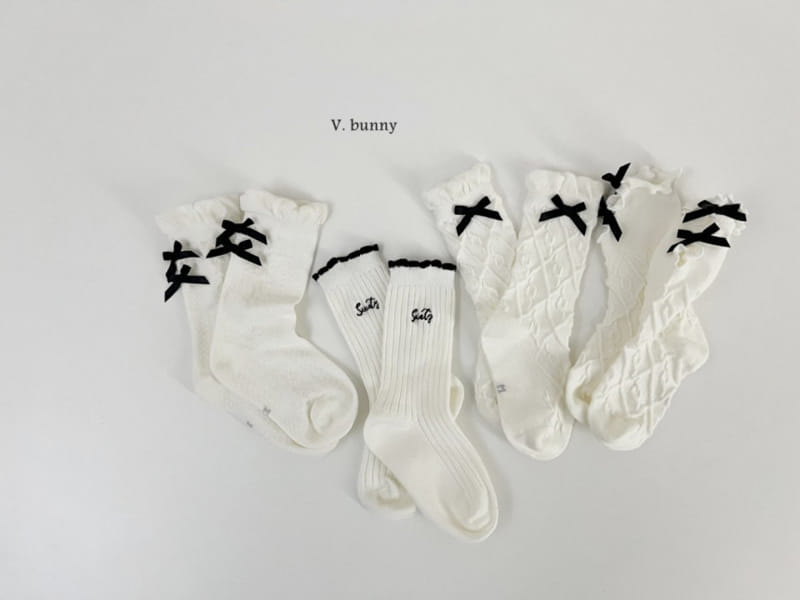 V Bunny - Korean Children Fashion - #magicofchildhood - Terry Ribbon Socks Set - 8