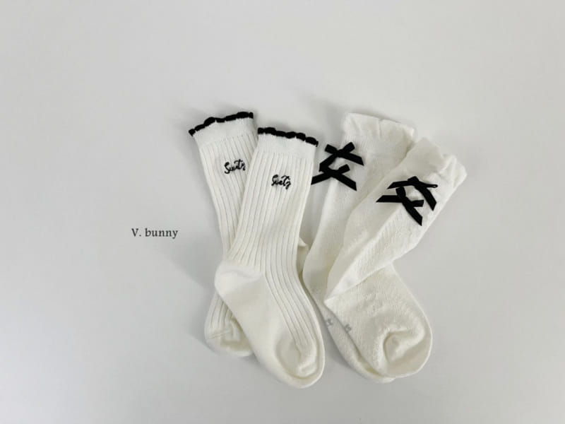 V Bunny - Korean Children Fashion - #minifashionista - Terry Ribbon Socks Set - 9