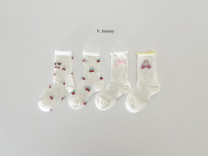 V Bunny - Korean Children Fashion - #minifashionista - Cherry Socks Set