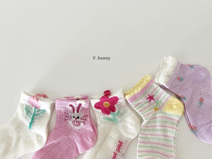 V Bunny - Korean Children Fashion - #minifashionista - Star Flower Socks Set - 9