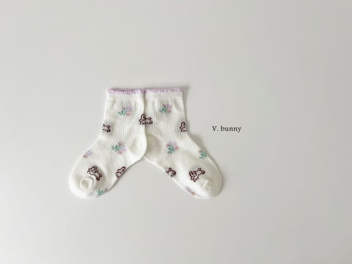 V Bunny - Korean Children Fashion - #minifashionista - Flower Bubble Socks Set - 8