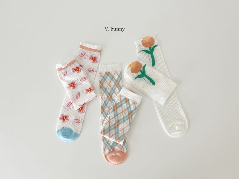 V Bunny - Korean Children Fashion - #prettylittlegirls - One Flower Socks Set - 9