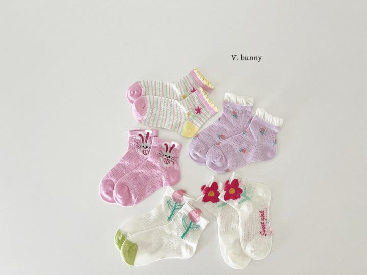 V Bunny - Korean Children Fashion - #prettylittlegirls - Star Flower Socks Set - 10