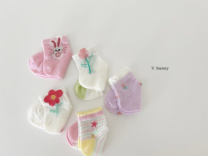 V Bunny - Korean Children Fashion - #todddlerfashion - Star Flower Socks Set - 11