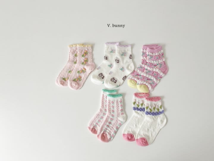 V Bunny - Korean Children Fashion - #todddlerfashion - Flower Bubble Socks Set - 10