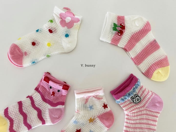 V Bunny - Korean Children Fashion - #todddlerfashion - Ribbon Star Socks Set - 9