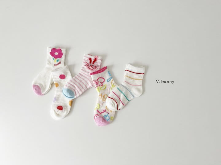 V Bunny - Korean Children Fashion - #todddlerfashion - Red Rabbit Socks Set - 8
