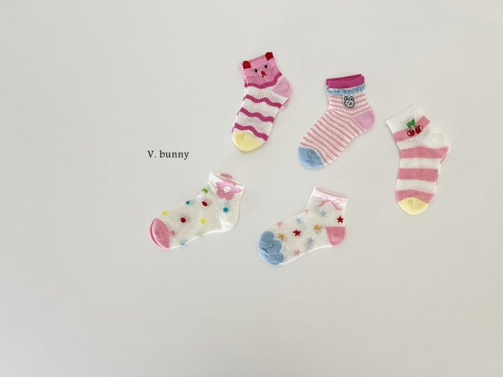 V Bunny - Korean Children Fashion - #toddlerclothing - Ribbon Star Socks Set - 10