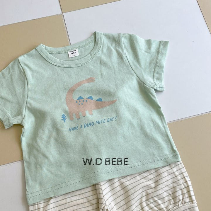 Woodie - Korean Baby Fashion - #babyboutique - Dino Top Bottom Set - 3