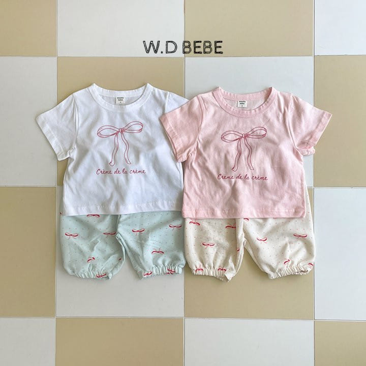 Woodie - Korean Baby Fashion - #babyboutiqueclothing - Ribbon Top Bottom Set - 2