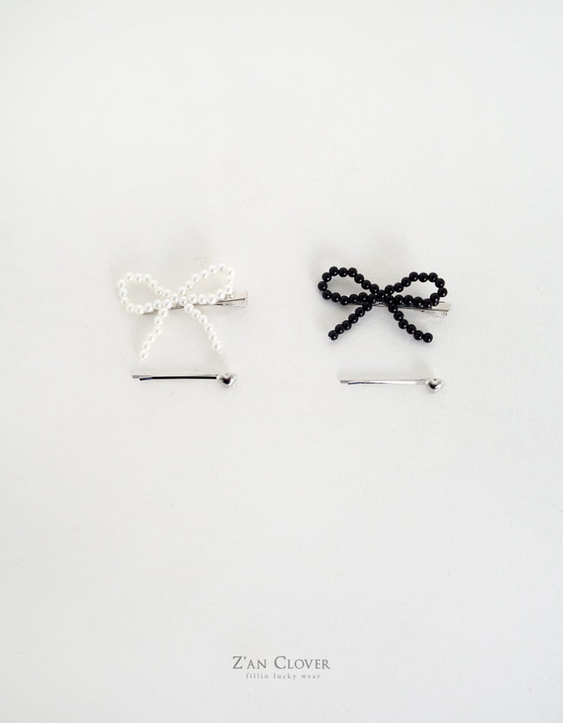Zan Clover - Korean Children Fashion - #childrensboutique - Pearl Ribbon Pin Set - 2