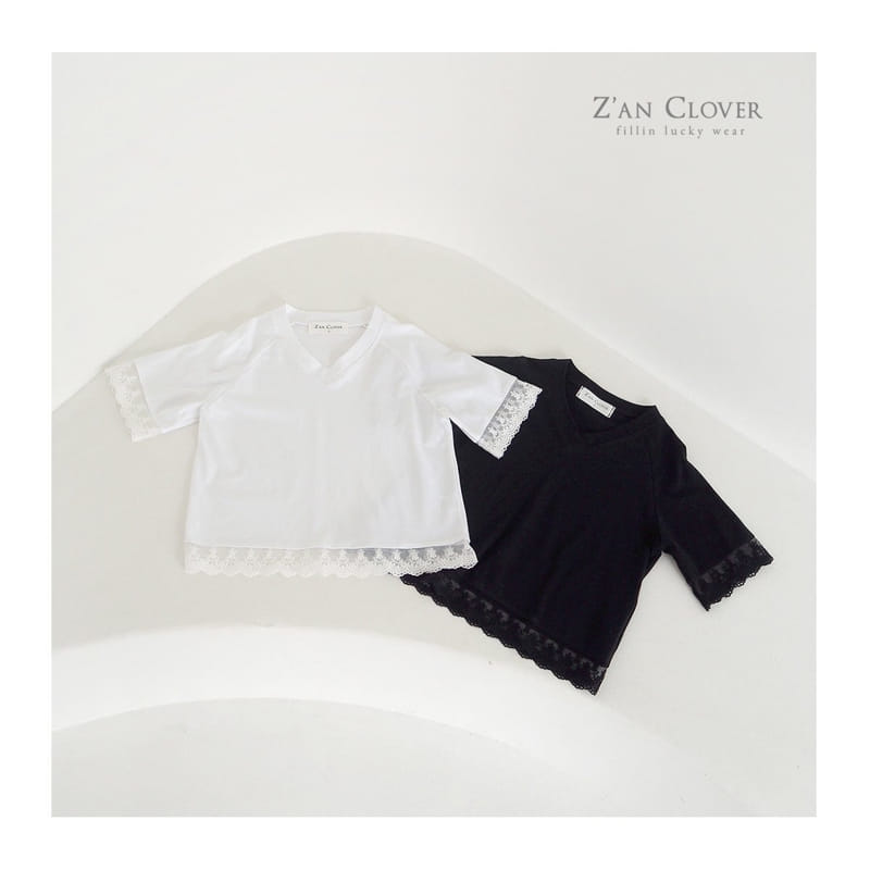 Zan Clover - Korean Children Fashion - #designkidswear - Lace Long Tee