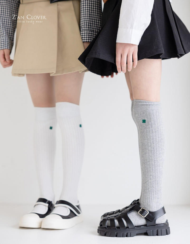 Zan Clover - Korean Children Fashion - #kidsshorts - Clover Over Knee Socks - 2