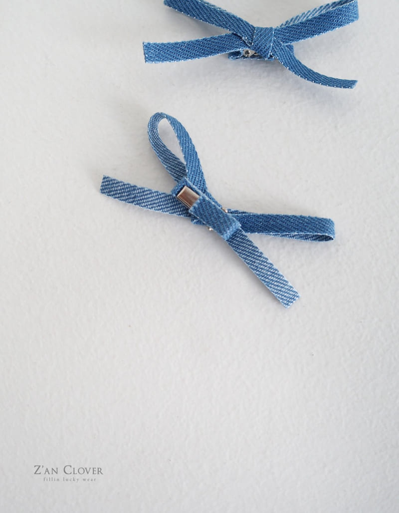 Zan Clover - Korean Children Fashion - #littlefashionista - Denim Ribbon Pin Set - 8