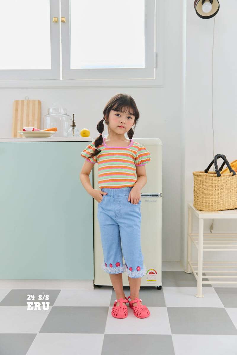 e.ru - Korean Children Fashion - #toddlerclothing - Flower Span Cropped Shorts - 6