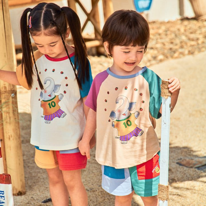 1St Blue - Korean Children Fashion - #kidsstore - Juggling Elephant Tee - 3