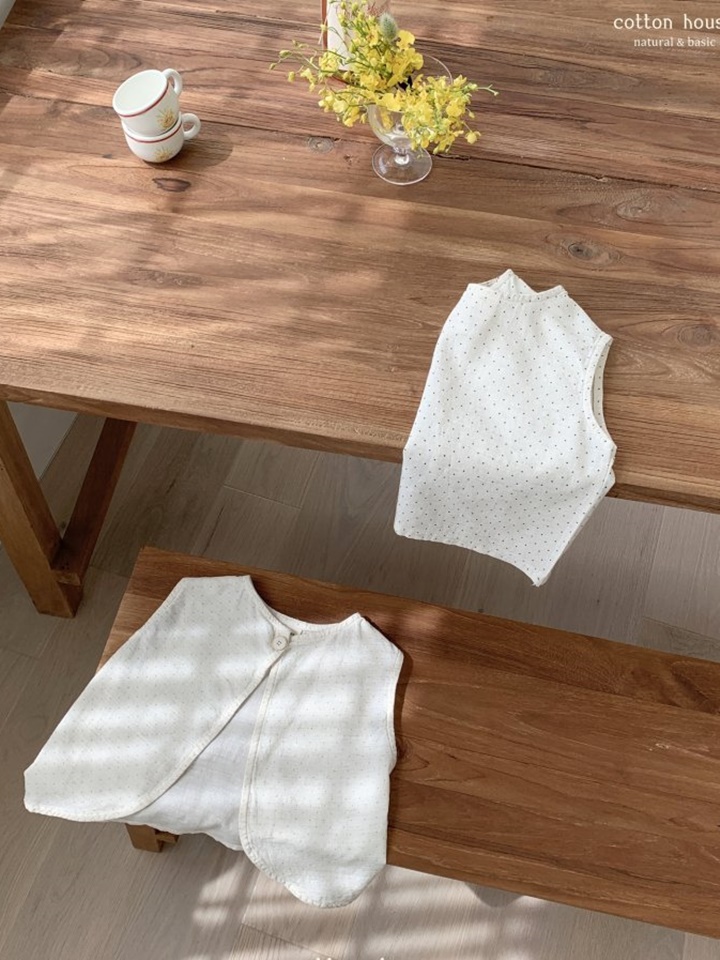 Dot Back Slit Blouse