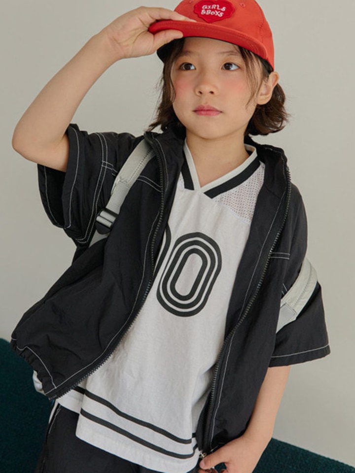 Stitch Woven Short Sleeve Zip Up