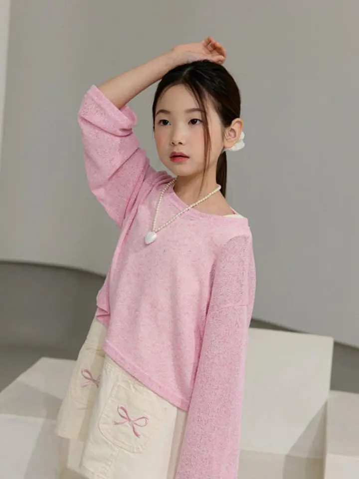 Topping Crop Long Sleeve Tee