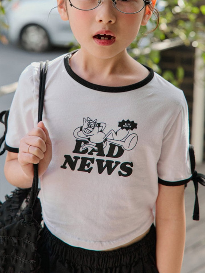 Sleeve Ribbon Crop Tee