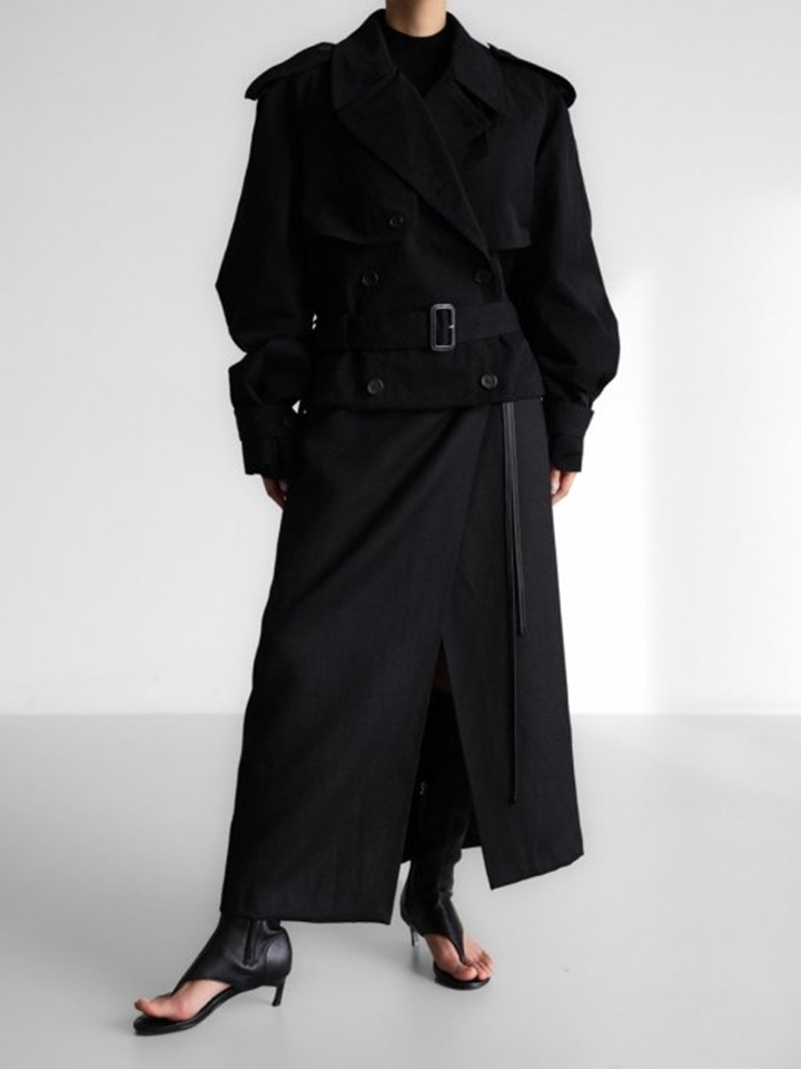 Oversized Cropped Trench Coat