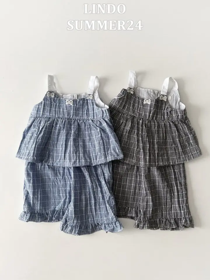 Weahas Check Top Bottom Set Weahas Check Top Bottom Set