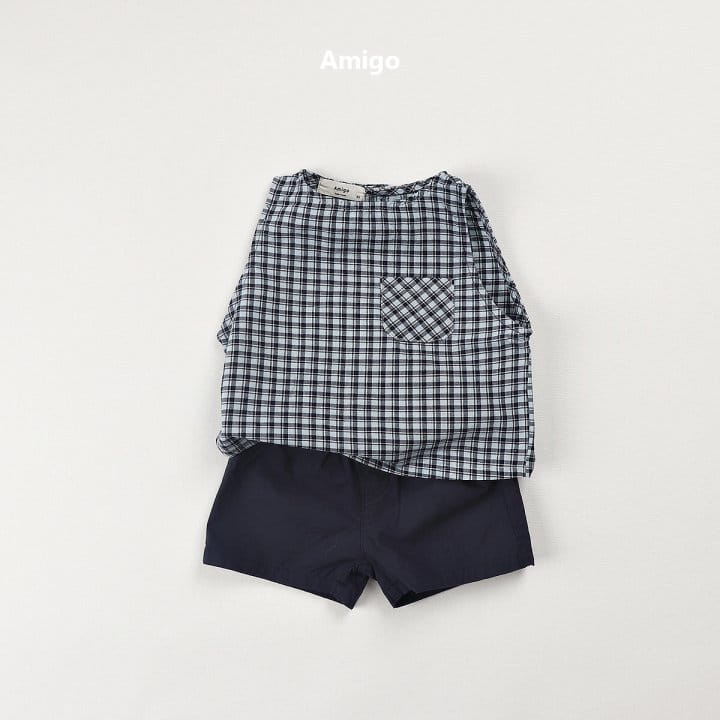 Amigo - Korean Children Fashion - #toddlerclothing - Double Check Sleeveless Tee - 8