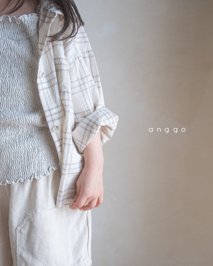 Anggo - Korean Children Fashion - #kidsshorts - Caramel Check Shirt - 7