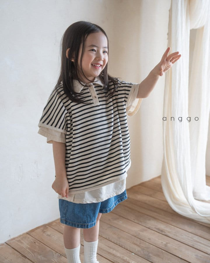 Anggo - Korean Children Fashion - #todddlerfashion - Kitkat Collar Tee - 11
