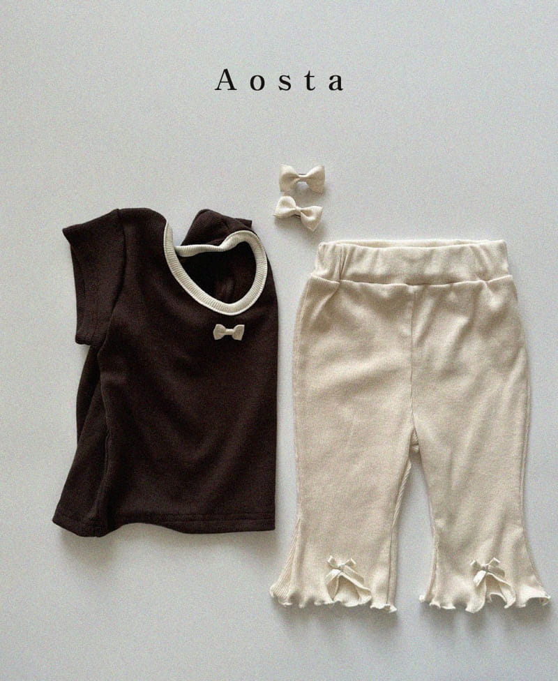 Aosta - Korean Children Fashion - #designkidswear - Rib Ribbon Tee - 9
