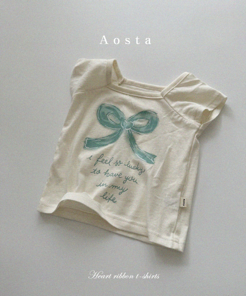 Aosta - Korean Children Fashion - #littlefashionista - Heart Ribbon Tee - 3