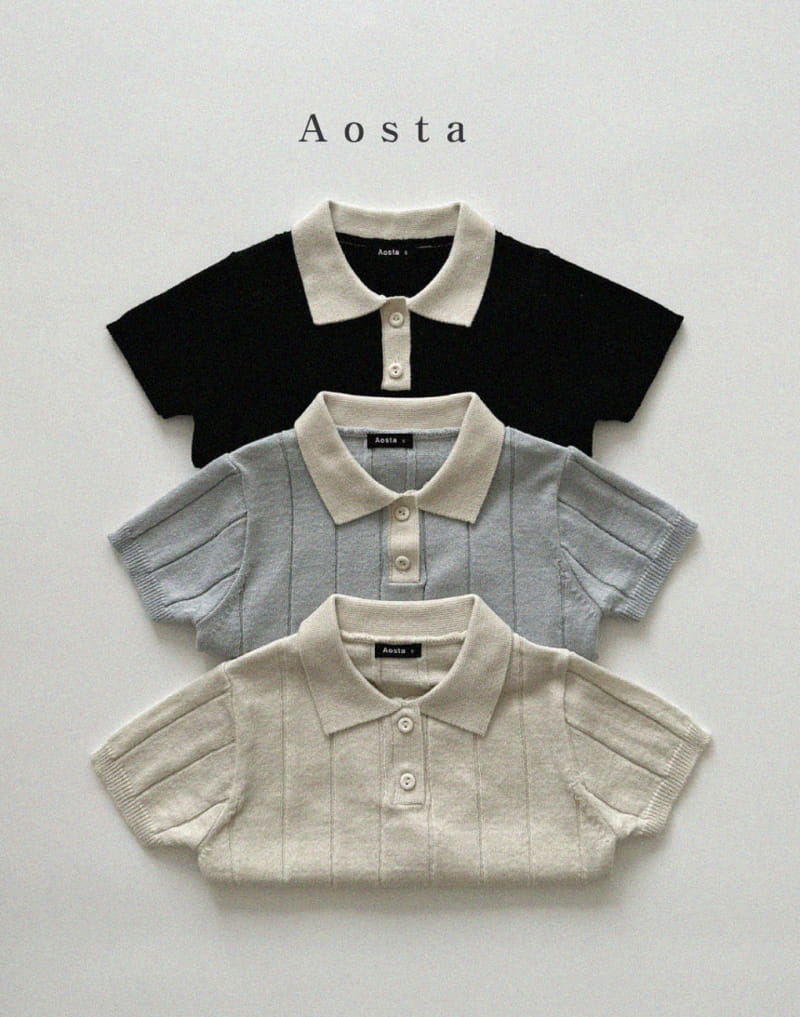Aosta - Korean Children Fashion - #littlefashionista - Gentle Knit Collar Tee - 2