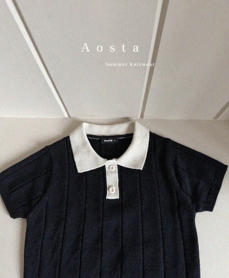 Aosta - Korean Children Fashion - #magicofchildhood - Gentle Knit Collar Tee - 3