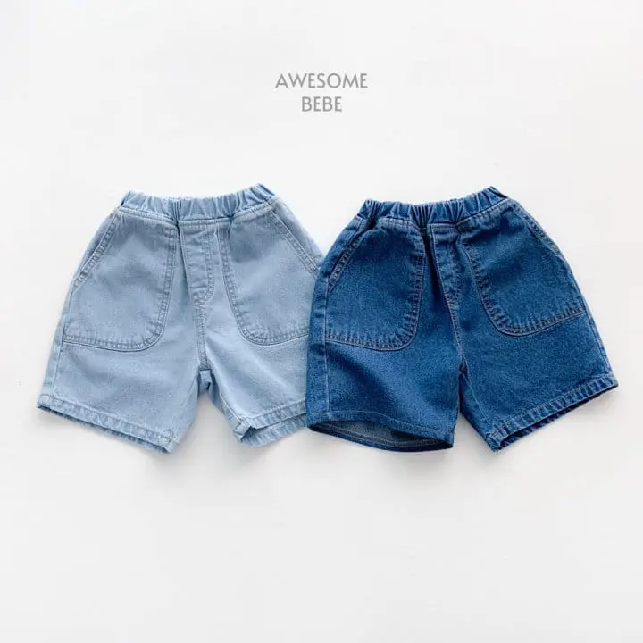 Awesome Bebe - Korean Children Fashion - #fashionkids - Pocket Denim Shorts - 2