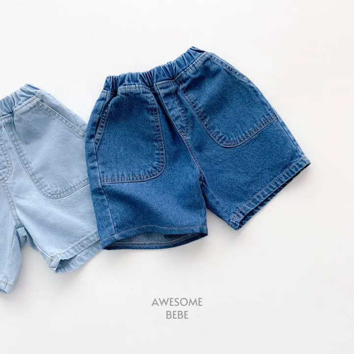 Awesome Bebe - Korean Children Fashion - #kidsshorts - Pocket Denim Shorts - 4