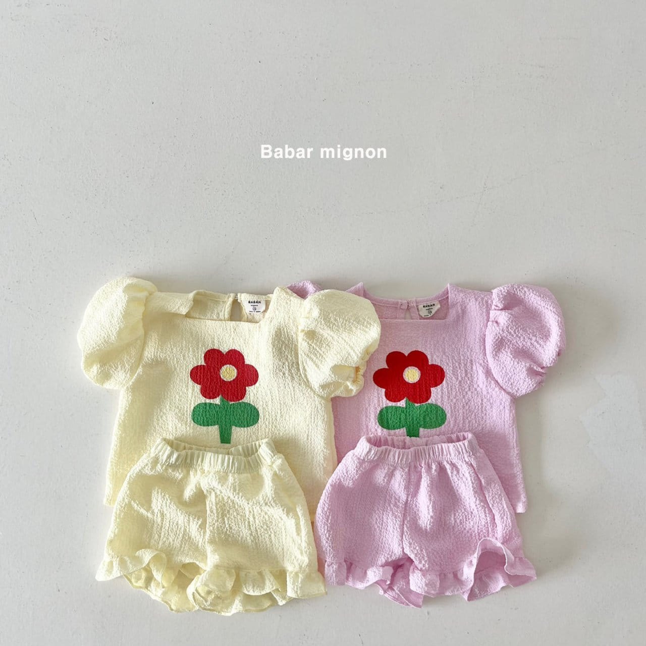 Babar Mignon - Korean Children Fashion - #childofig - Embossing Top Bottom Set - 2