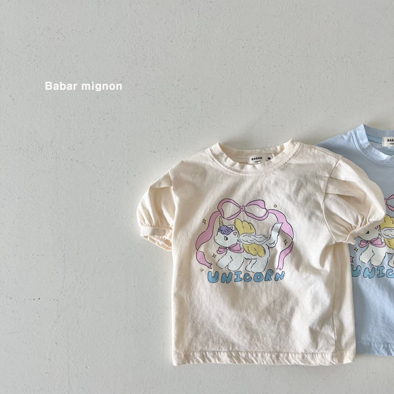 Babar Mignon - Korean Children Fashion - #kidsshorts - Unicorn Puff Tee - 3