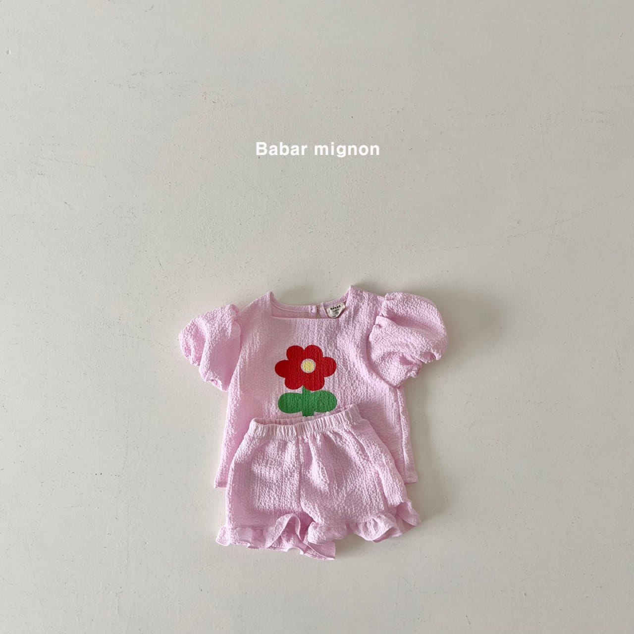 Babar Mignon - Korean Children Fashion - #kidsstore - Embossing Top Bottom Set - 9