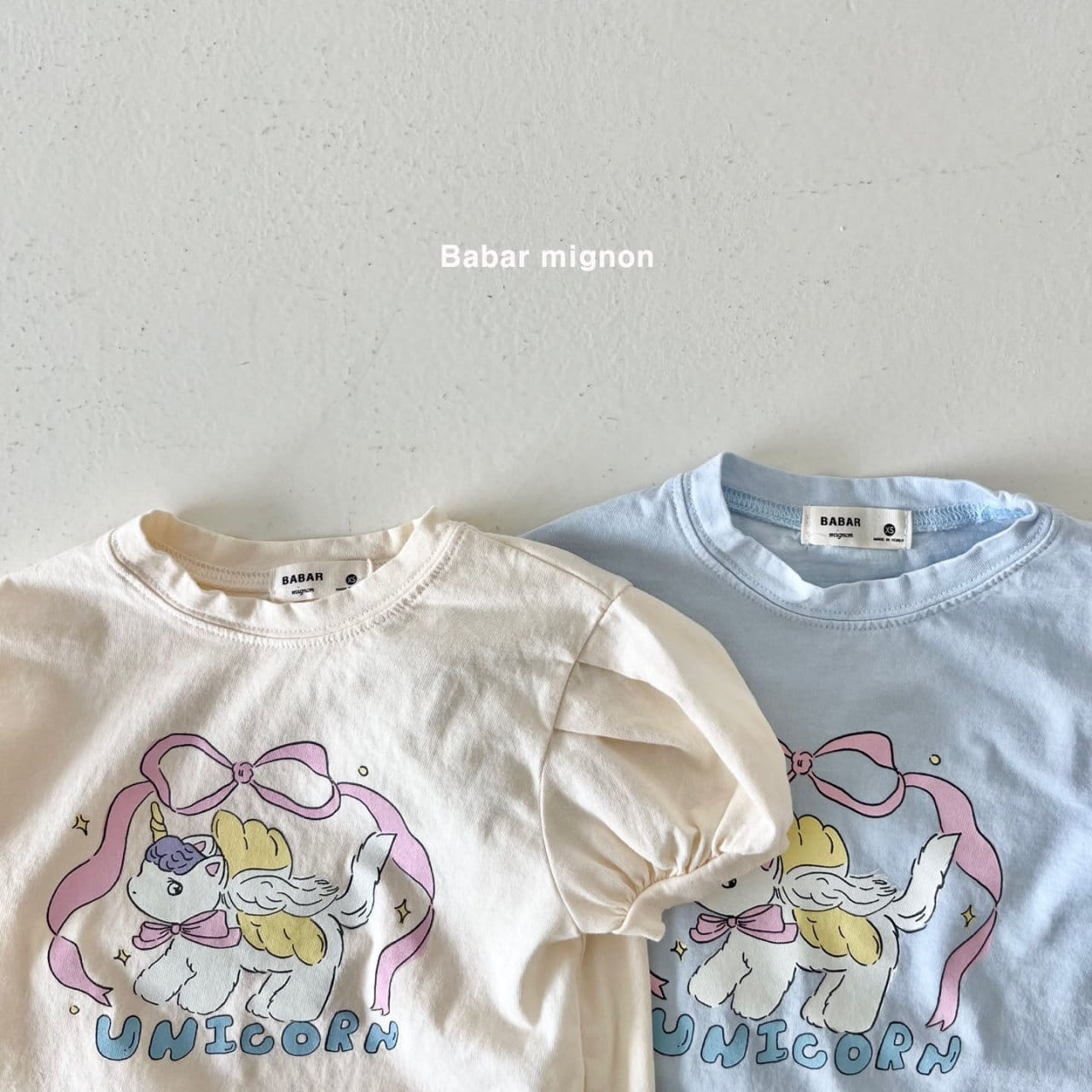 Babar Mignon - Korean Children Fashion - #kidsshorts - Unicorn Puff Tee - 4