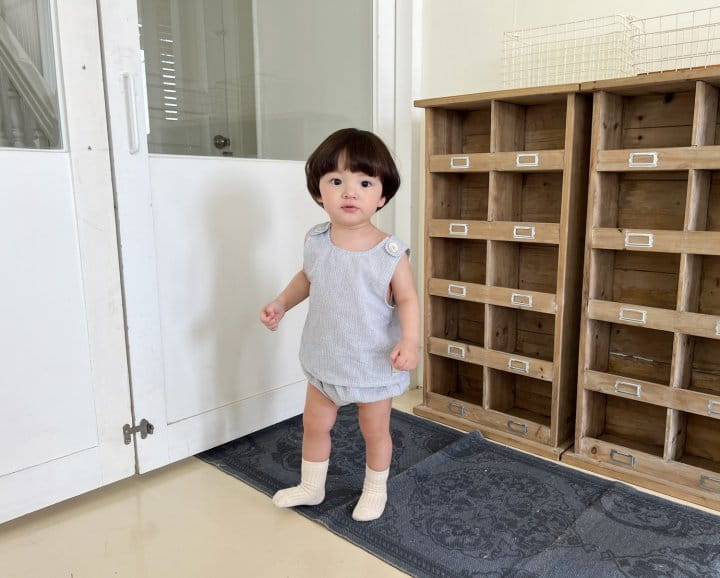 Bebe Nine - Korean Baby Fashion - #babyoutfit - Wide Button Sleevless Top Bottom Set  - 8