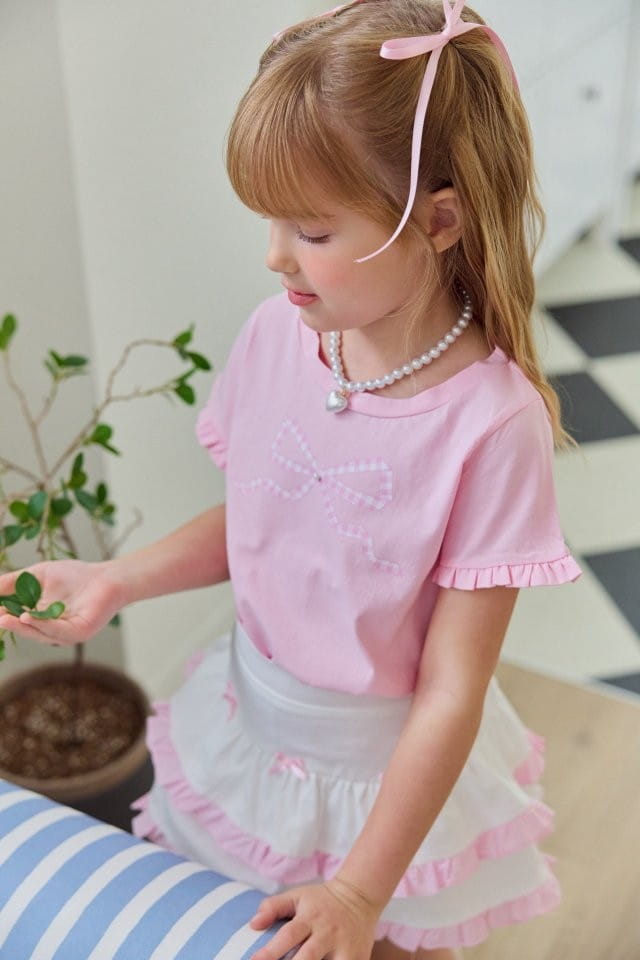 Berry Berry - Korean Children Fashion - #kidzfashiontrend - Check Ribbon Tee