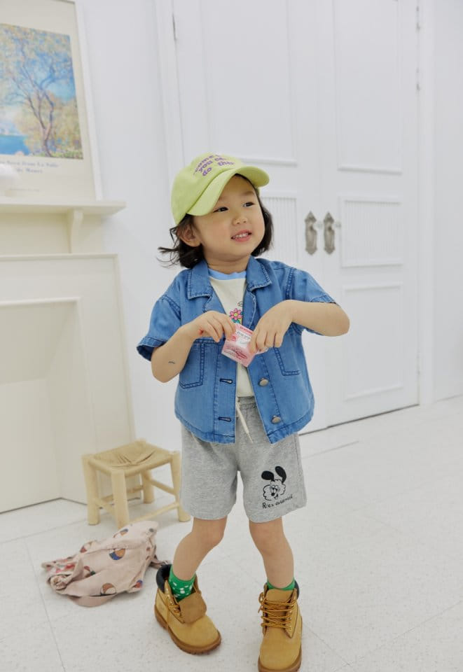 Bienvenu - Korean Children Fashion - #Kfashion4kids - Denim Collar Short Sleeve Jacket - 5