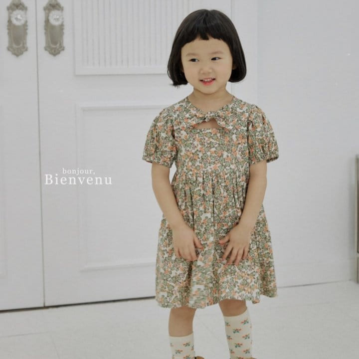 Bienvenu - Korean Children Fashion - #childrensboutique - Ribbon String Puff Flower One-Piece