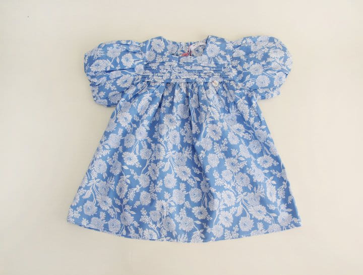 Bienvenu - Korean Children Fashion - #designkidswear - Balloon Blue Flower One-Piece - 10
