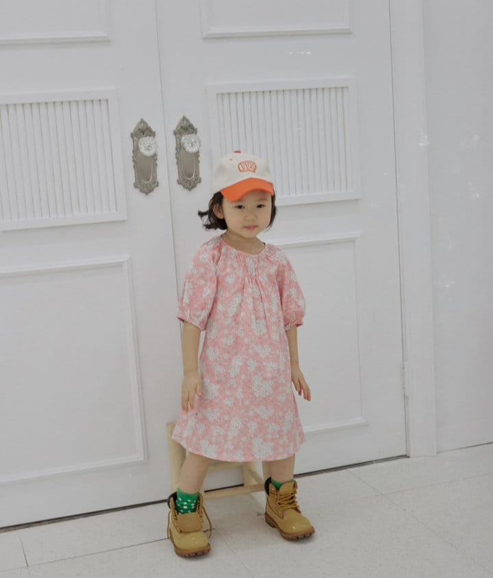 Bienvenu - Korean Children Fashion - #kidsshorts - Puff A Line Flower One-Piece - 2