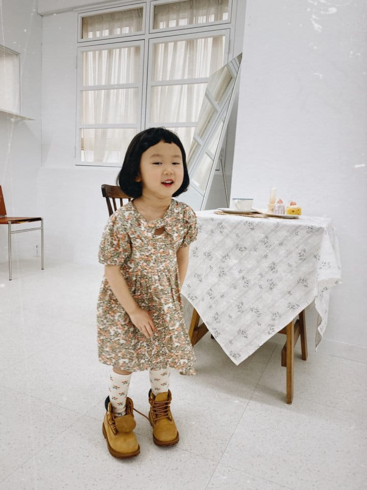 Bienvenu - Korean Children Fashion - #kidsstore - Ribbon String Puff Flower One-Piece - 6