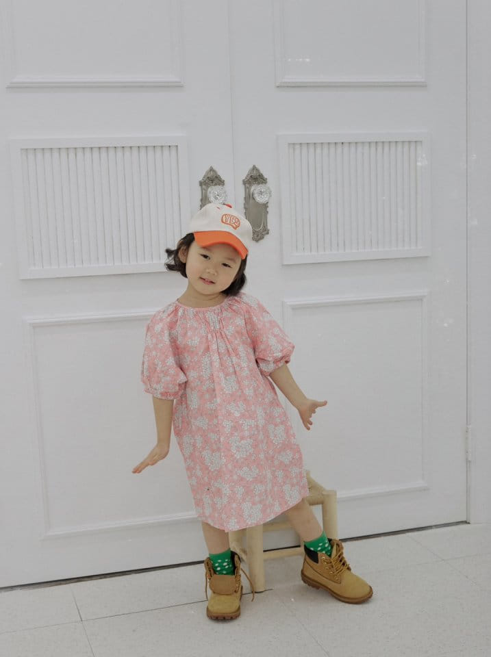Bienvenu - Korean Children Fashion - #kidsstore - Puff A Line Flower One-Piece - 3